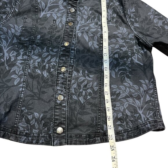 FDJ FRENCH DRESSING JEANS Reversible Bomber Jacket L Blue Leaves Stretchy - Picture 8 of 10